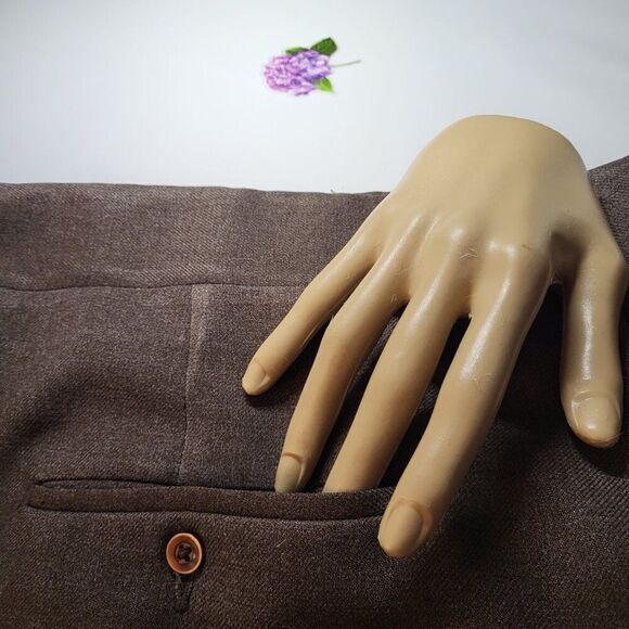 Haggar, Expand-O-Matic, Some Wear, Wool, Brown Pants, Size 36x31 - Picture 8 of 9